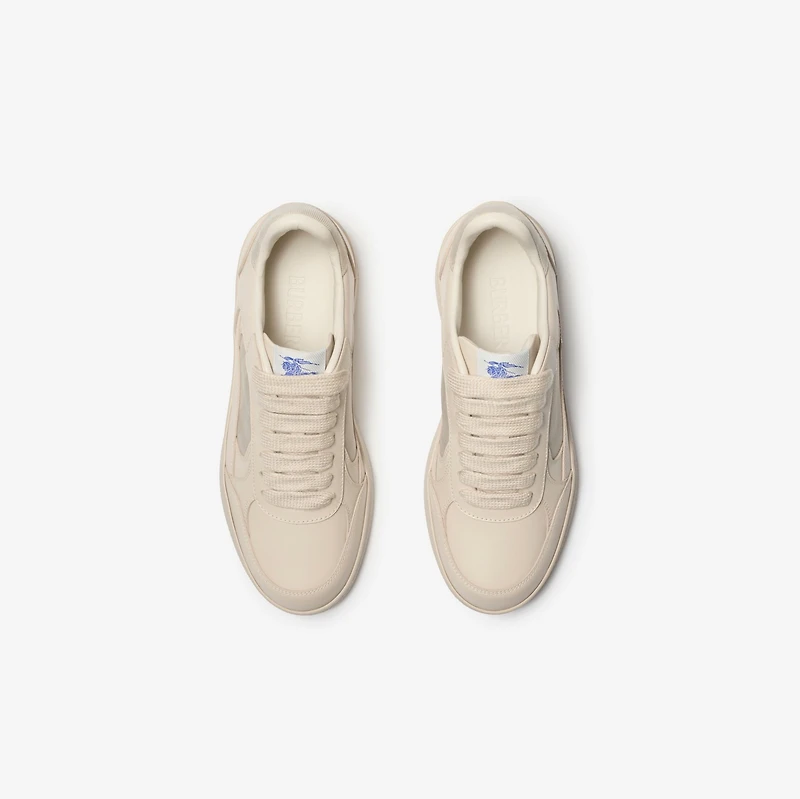 Leather and Check Terrace Sneakers​ in Clam/clam - Women | Burberry® Official