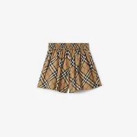 Check Stretch Cotton Shorts in Archive beige | Burberry® Official