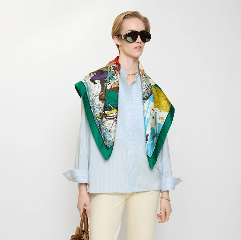 Raining Cats and Dogs​ Silk Scarf in Kew green | Burberry® Official