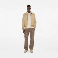Check Cotton Blend Track Pants in Nut - Men, Nylon | Burberry® Official
