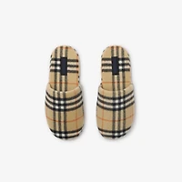 Check Wool Blend Slippers in Sand beige - Women | Burberry® Official