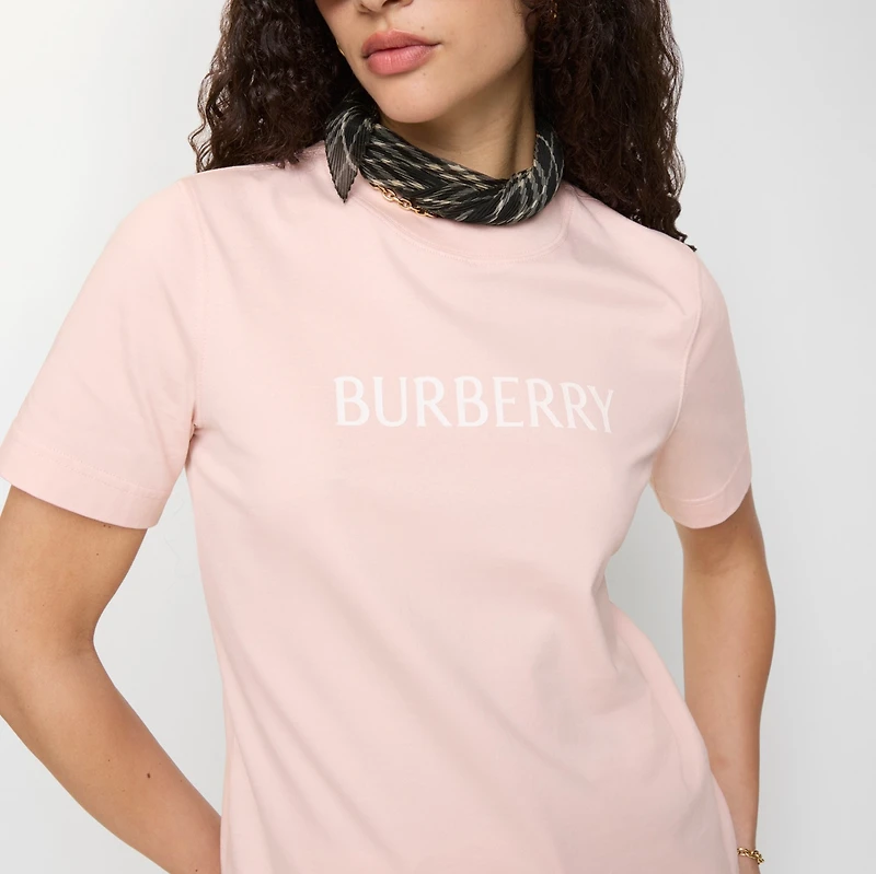 Logo Cotton T-shirt in Bouquet pink - Women | Burberry® Official
