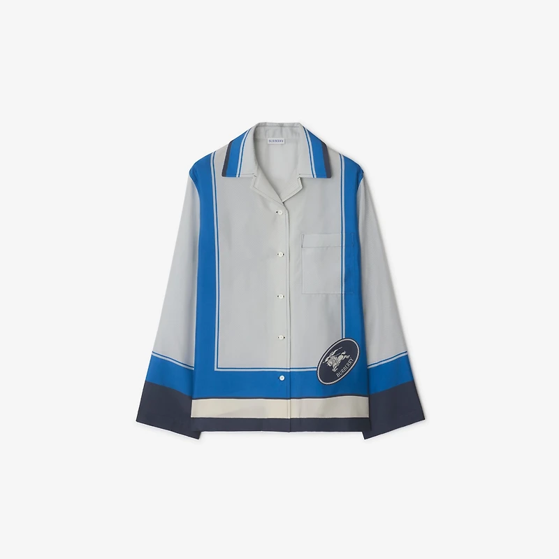 Regular Fit Knight Stamp Box Silk Pyjama Shirt in Ink - Women | Burberry® Official