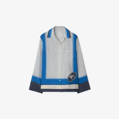 Regular Fit Knight Stamp Box Silk Pyjama Shirt in Ink - Women | Burberry® Official