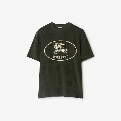 Knight Stamp Towelling T-shirt in Shale green - Men | Burberry® Official