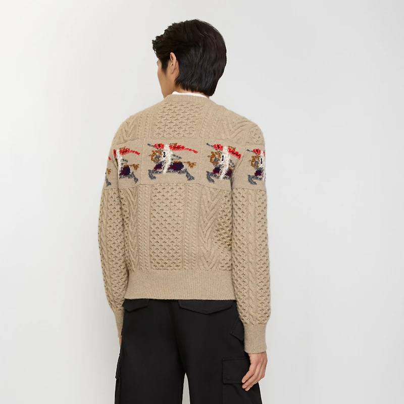 EKD Aran Knit Wool Sweater in Light brown melange - Men | Burberry® Official