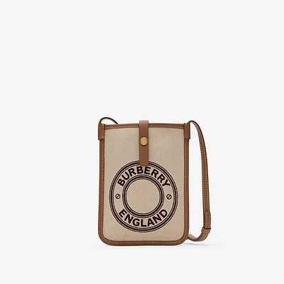 Logo Graphic Canvas Phone Pouch in Dark wheat beige - Women | Burberry® Official