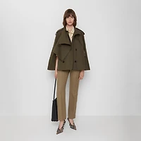 Bonded Cotton Trench Cape in Juniper green - Women | Burberry® Official