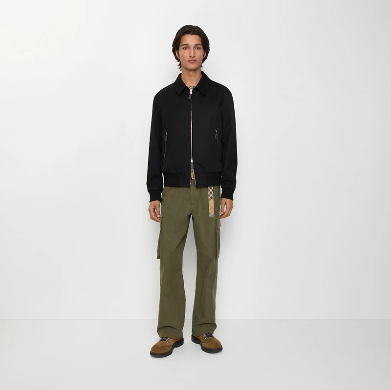 Gabardine Harrington Jacket in Black - Men | Burberry® Official