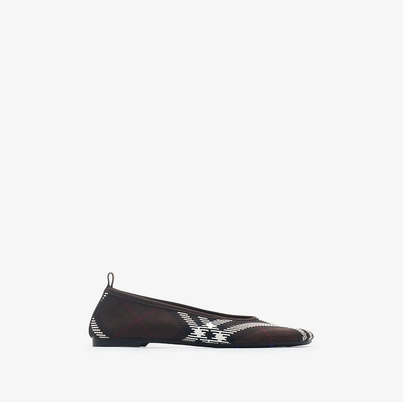Check Knit Baby Ballerinas in Mahogany - Women | Burberry® Official
