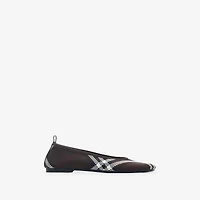 Check Knit Baby Ballerinas in Mahogany - Women | Burberry® Official