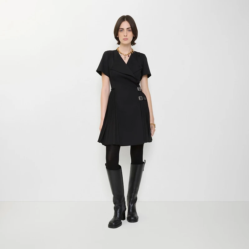 Wool Blend Kilt Dress in Black - Women | Burberry® Official