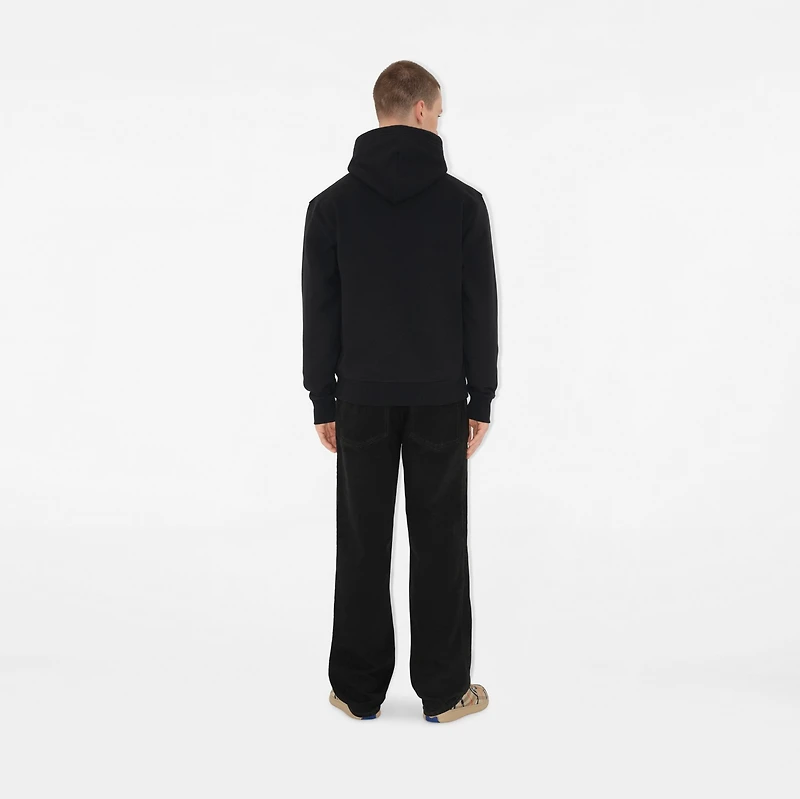 Check Label Cotton Hoodie in Black - Men | Burberry® Official