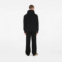 Check Label Cotton Hoodie in Black - Men | Burberry® Official