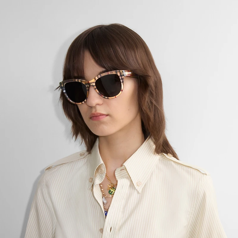 Check Round Sunglasses in Vintage check | Burberry® Official