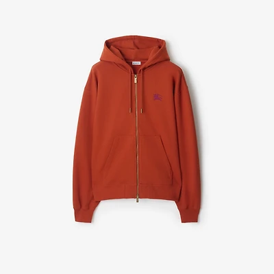 Gothic Logo Cotton Zip Hoodie in Fire orange - Men | Burberry® Official