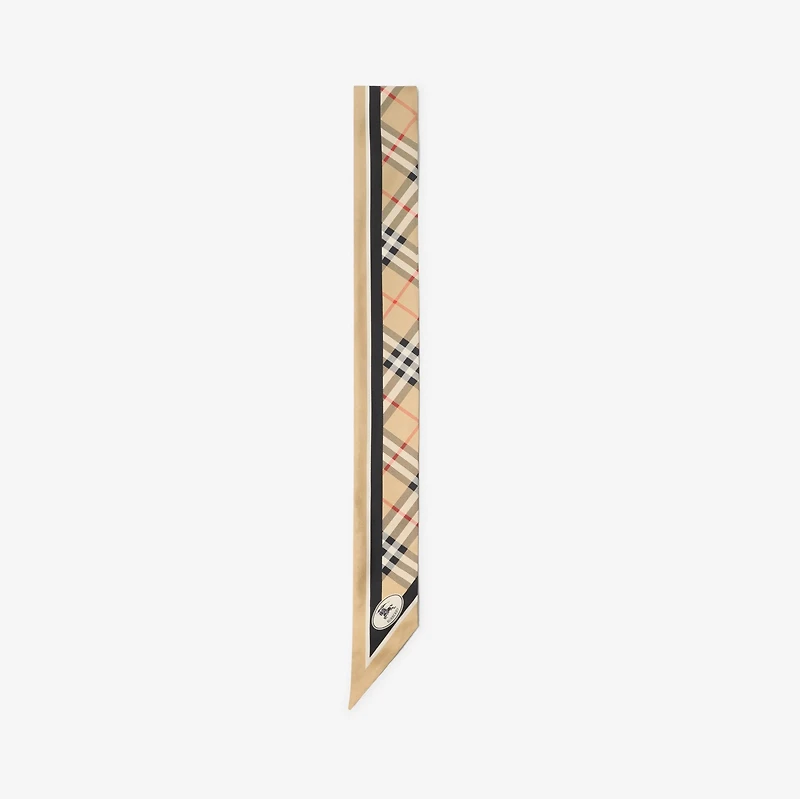 Skinny Check Silk Scarf in Sand | Burberry® Official