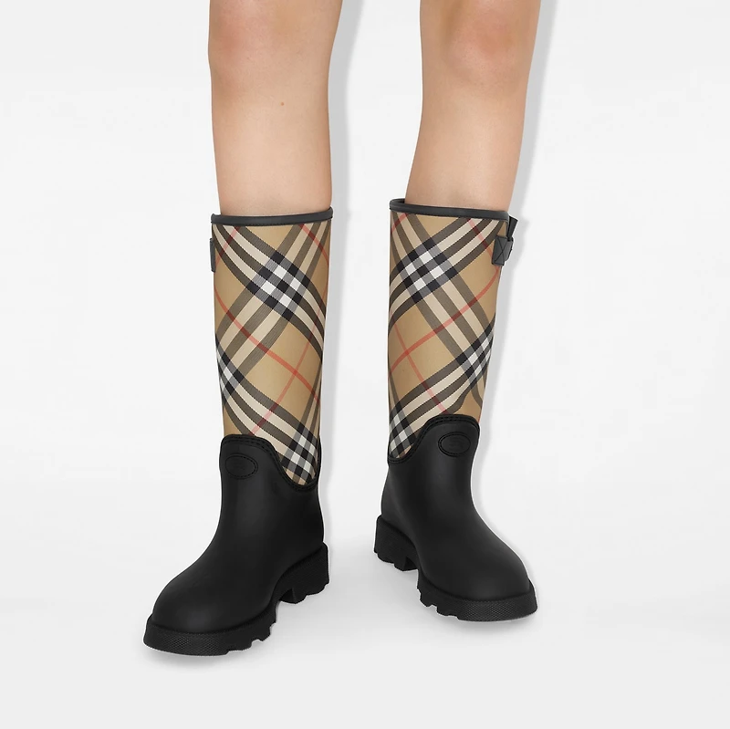 Rubber Marsh Stamp High Boots​ in Black - Women | Burberry® Official