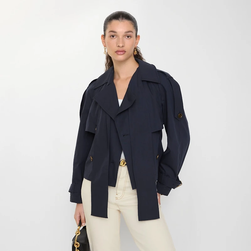 Short Canvas Trerose Trench Coat in Silhouette blue - Women | Burberry® Official