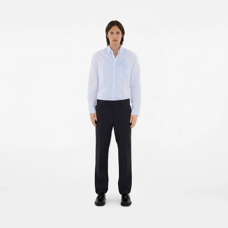 Wool Mohair Tailored Trousers in Navy - Men | Burberry® Official