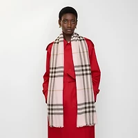 Wide Check Wool Scarf in Bow pink | Burberry® Official