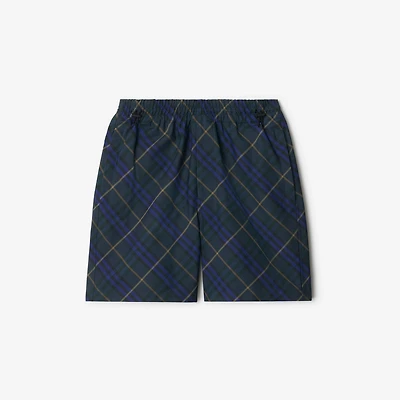 Check Twill Shorts in Midnight - Men, Nylon | Burberry® Official