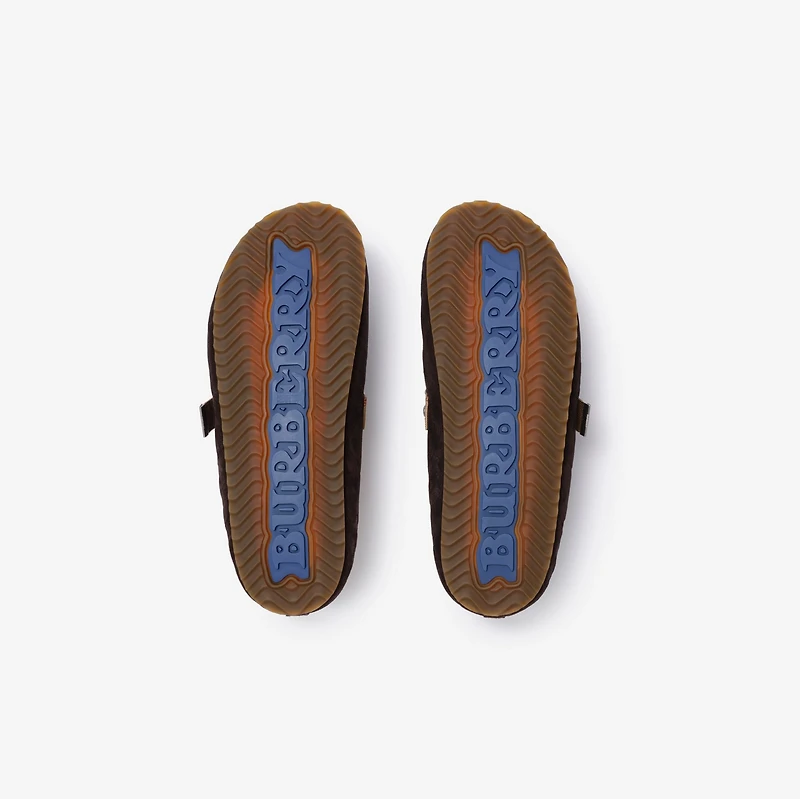 Check Shearling Urchin Clogs in Moorhen brown - Men | Burberry® Official