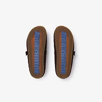 Check Shearling Urchin Clogs in Moorhen brown - Men | Burberry® Official