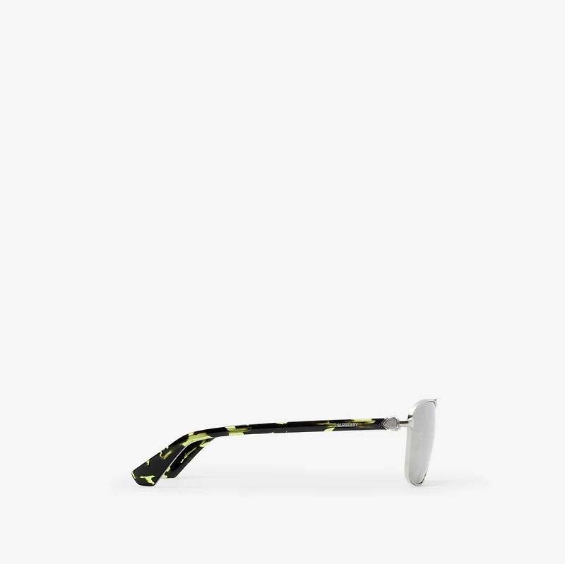 Metal Shield Rectangular Sunglasses​ in Silver - Men | Burberry® Official