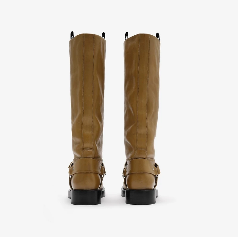 Leather Saddle High Boots in Shrew - Women | Burberry® Official