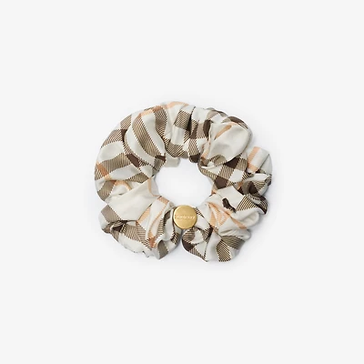 Check Silk Scrunchie in Pebble beige | Burberry® Official