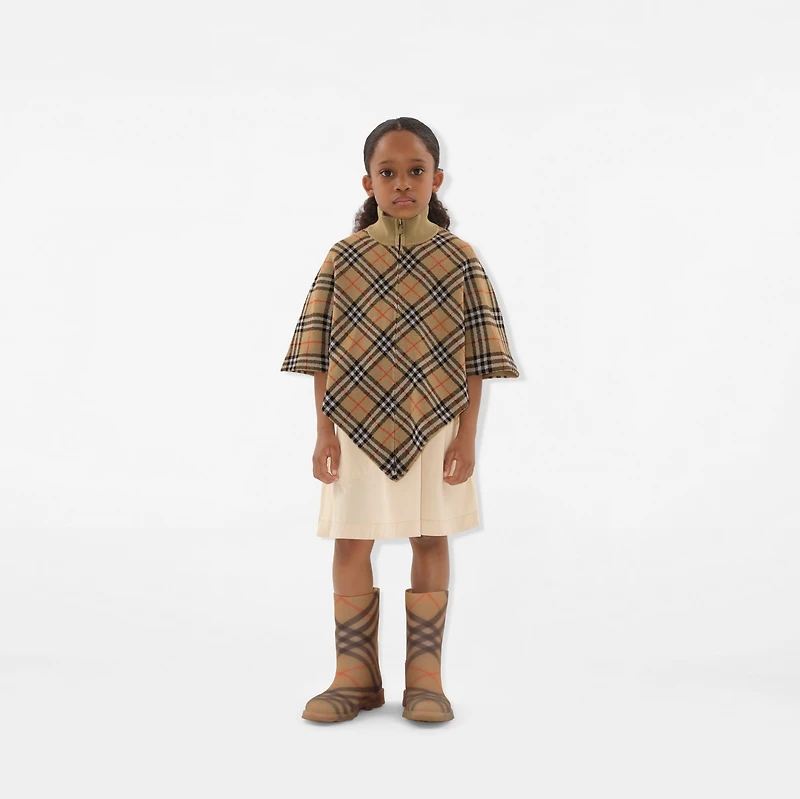 Check Wool Cape in Sand | Burberry® Official