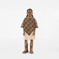 Check Wool Cape in Sand | Burberry® Official