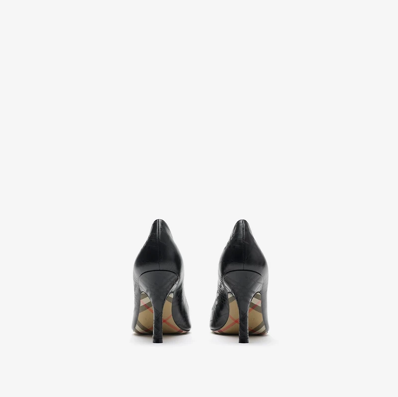 Check Leather Dame High Pumps in Black - Women | Burberry® Official