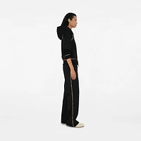 Check Trim Cotton Blend Zip Hoodie in Black - Women | Burberry® Official