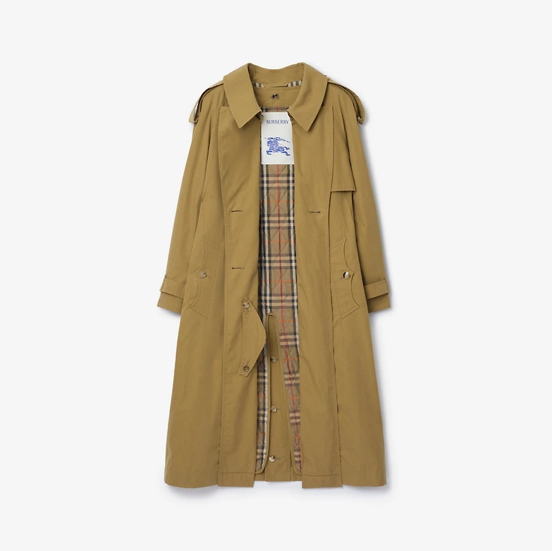 Long Canvas Fitzrovia Trench Coat with Warmer in Lignum brown - Women | Burberry® Official