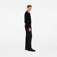 Long-sleeve Check Collar Cotton Polo Shirt in Black - Men | Burberry® Official