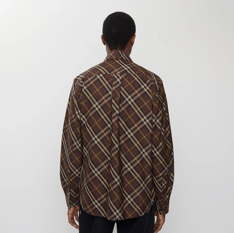 Relaxed Fit Check Cotton Shirt in Truffle brown - Men | Burberry® Official