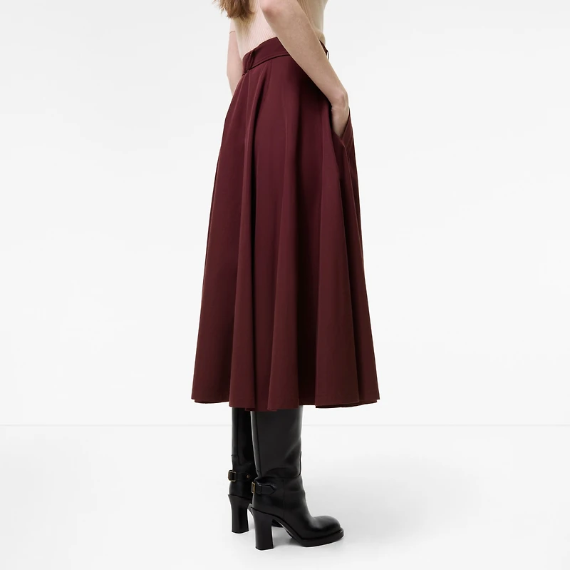 Tropical Gabardine Trench Midi Skirt in Vineyard red - Women | Burberry® Official