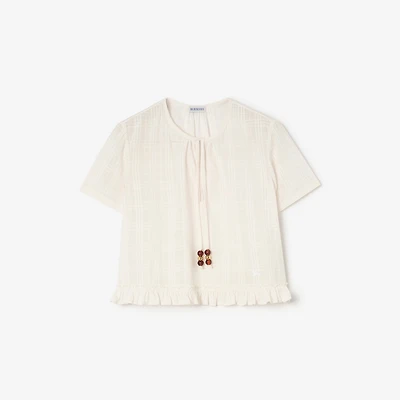 Check Cotton Voile Blouse in Chalk white - Women, Linen | Burberry® Official