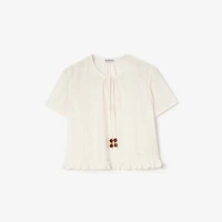 Check Cotton Voile Blouse in Chalk white - Women, Linen | Burberry® Official