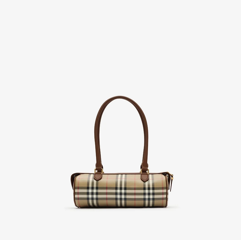 Mini Check Barrel Bag in Archive beige - Women | Burberry® Official