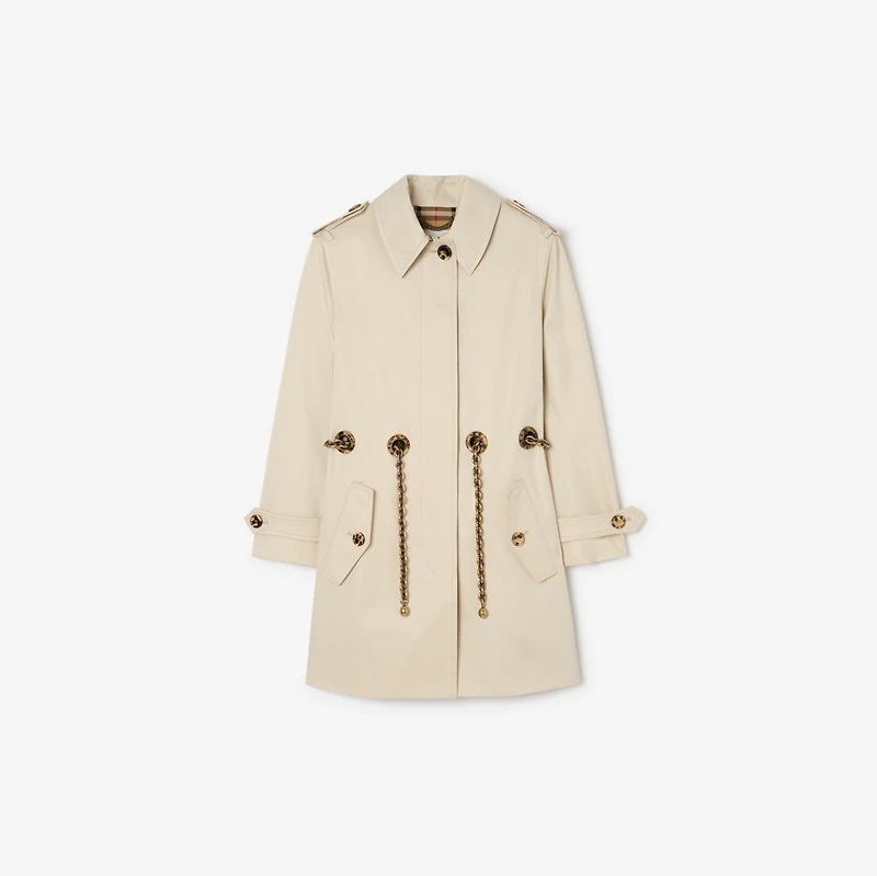 Short Gabardine Stonehaven Car Coat in Clam beige - Women, Cotton Gabardine | Burberry® Official