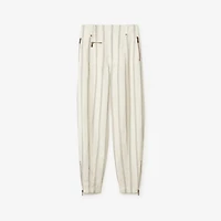 Striped Silk Blend Tailored Trousers in Cream/black - Women | Burberry® Official