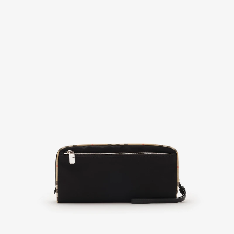 Large Check Trim Travel Pouch in Black - Men, Technical | Burberry® Official
