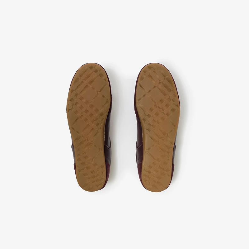 Leather Knight Runner Sneakers in Vineyard red/dove beige - Women | Burberry® Official