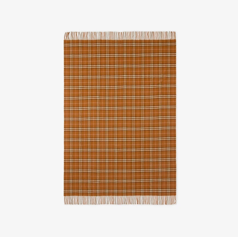Check Cashmere Blanket in Squash orange | Burberry® Official