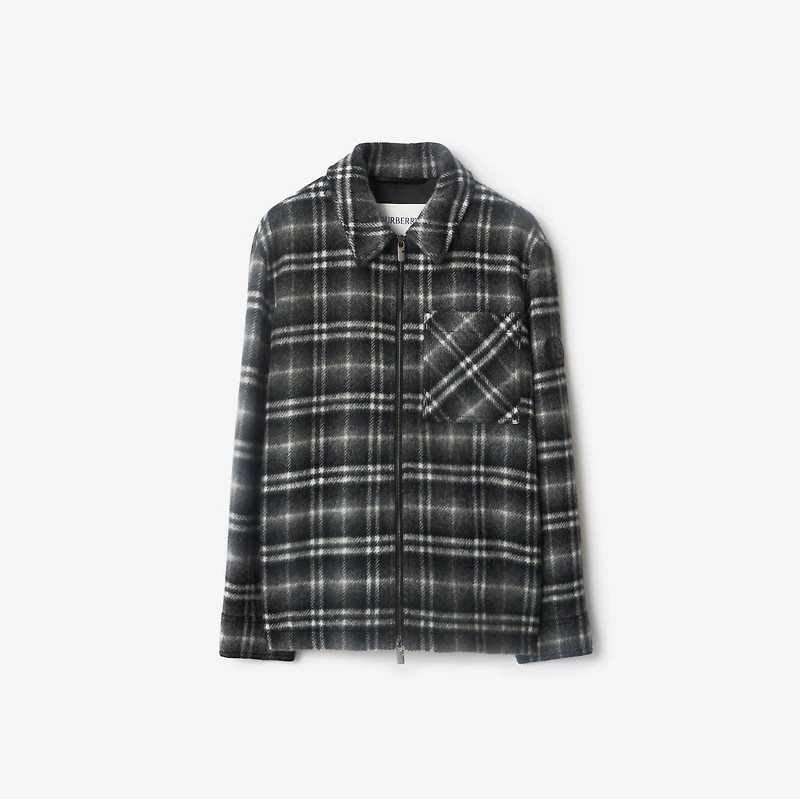 Check Wool Overshirt in Chess black/bass grey - Men | Burberry® Official