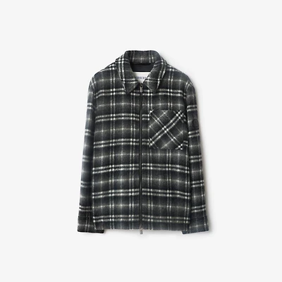 Check Wool Overshirt in Chess black/bass grey - Men | Burberry® Official