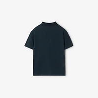 Cotton Polo Shirt in Storm blue | Burberry® Official
